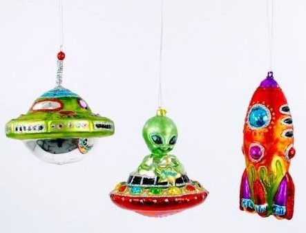 UFO Wisconsin Christmas Store Flying Saucer Alien Ornaments for sale